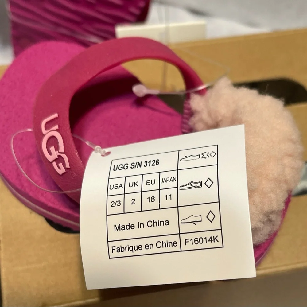NOR Kids Pink Fluffy Sandals Size 2/3